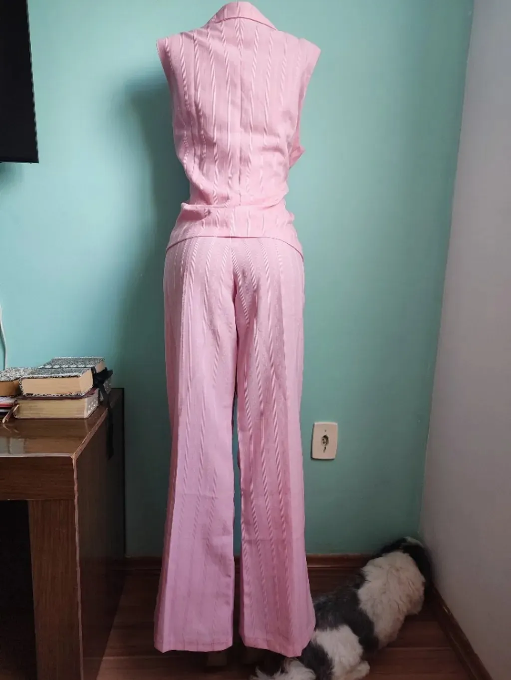 conjunto feminino alfaiataria rosa