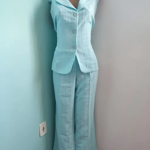 conjunto feminino alfaiataria azul