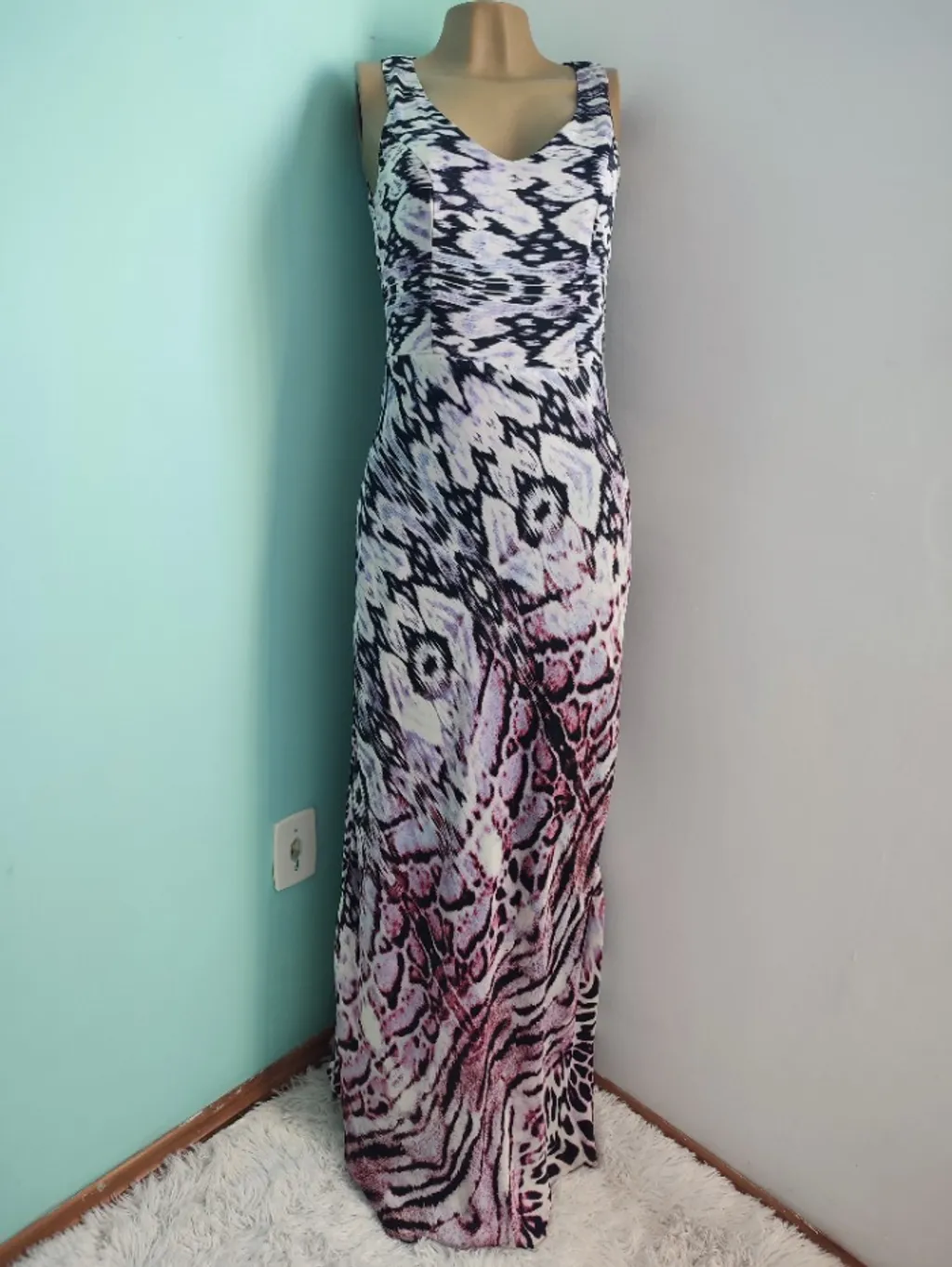 vestido longo estampado