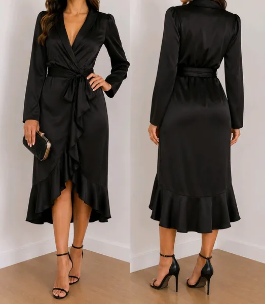 vestido preto de cetim