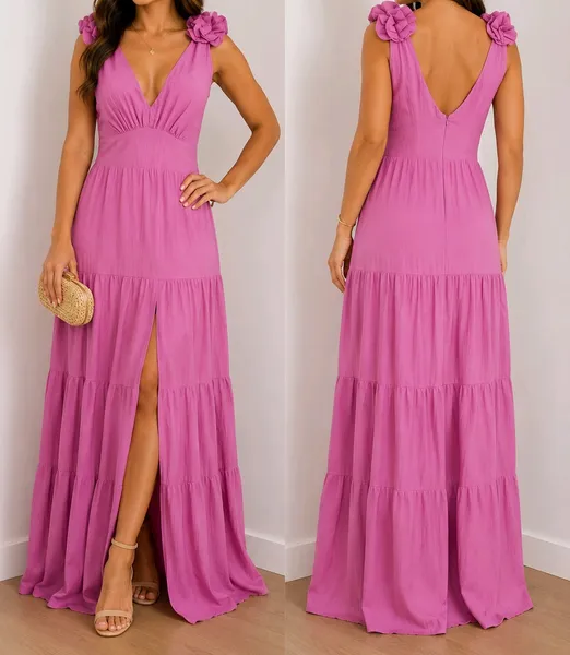 vestido longo lilás
