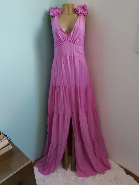 vestido longo lilás