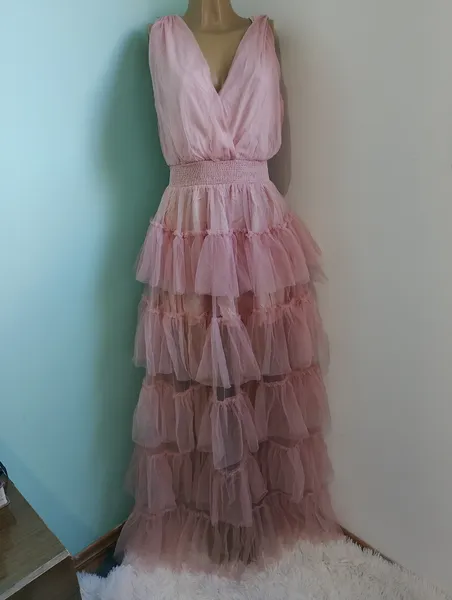 vestido longo de festa rosa