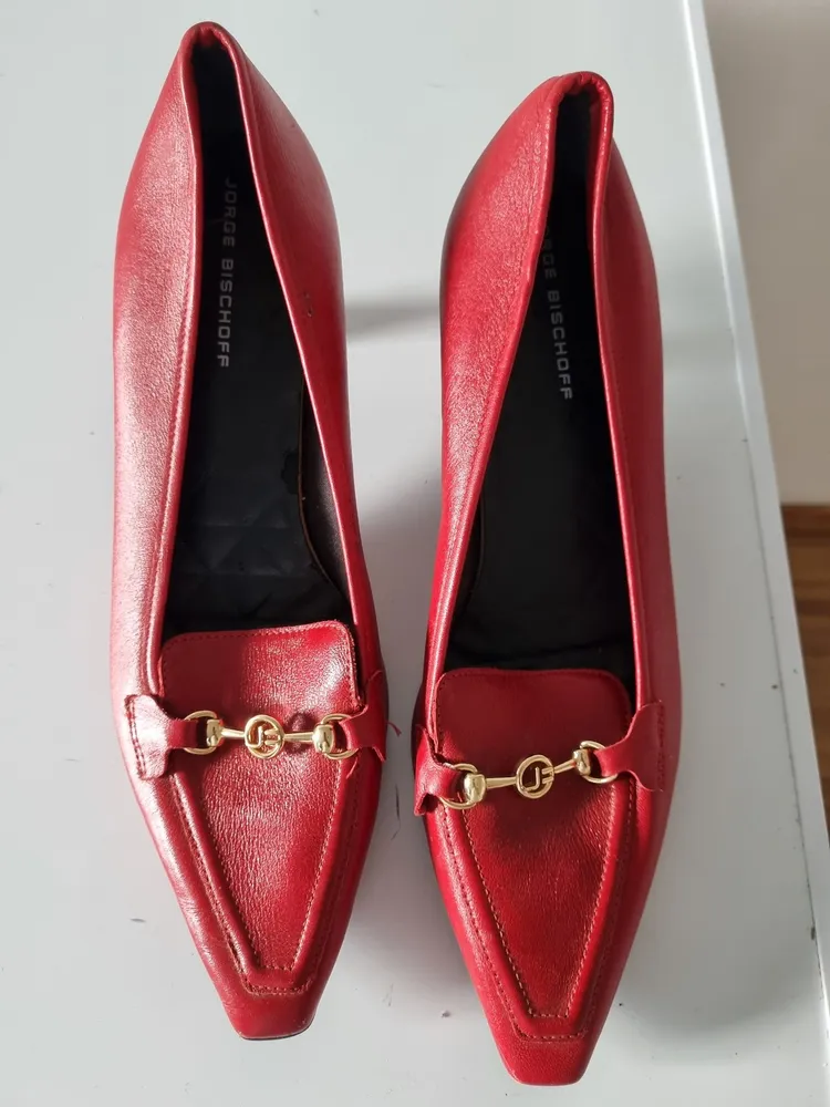 Scarpin Jorge Bischoff Couro Logo Vermelho Tamanho 37