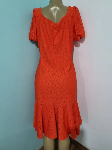 Vestido Feminino Midi Babado laranja