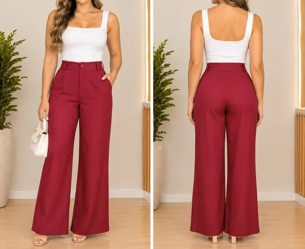 Calça Feminino social vinho