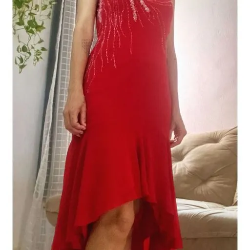 vestido vermelho de  festa vintage
