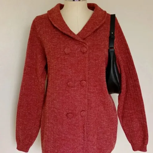 Cardigan Terracota de lã com botões tamanho g