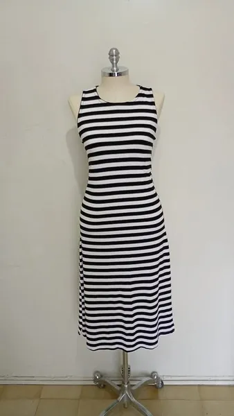 Vestido Midi Hering fendas laterais listrado tamanho M