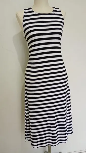 Vestido Midi Hering fendas laterais listrado tamanho M