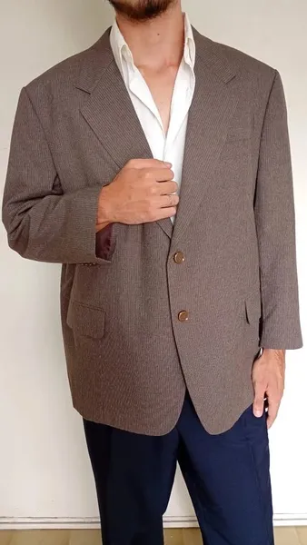Blazer masculino marrom risca de giz vintage