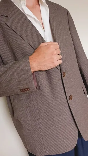 Blazer masculino marrom risca de giz vintage