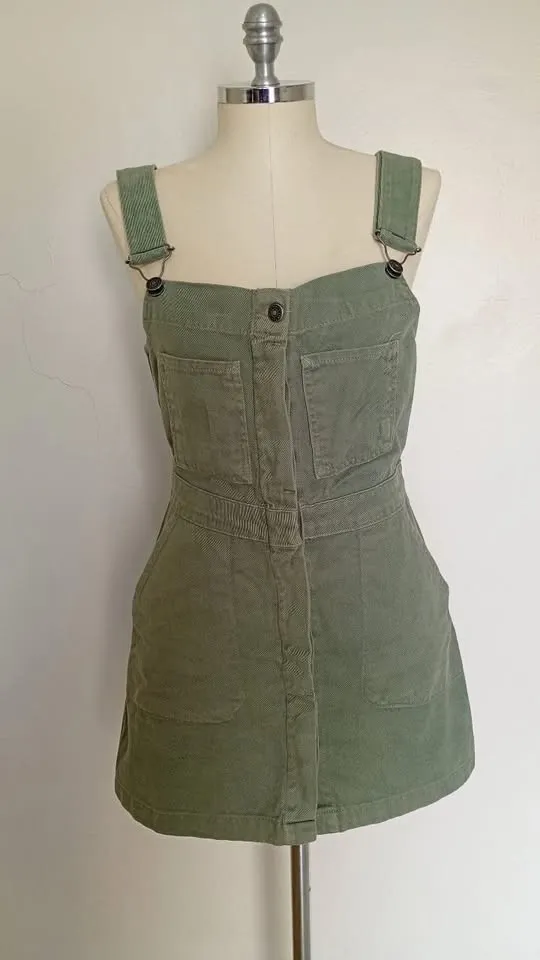 Jardineira jeans Gang verde tamanho P