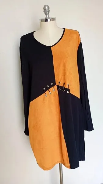 Vestido de camurça e malha manga longa tamanho GG