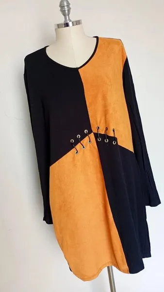 Vestido de camurça e malha manga longa tamanho GG