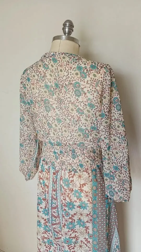 Vestido saída de praia Boho de botões