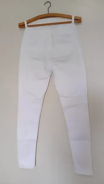 Calça jeans feminina branca cintura alta tamanho 38