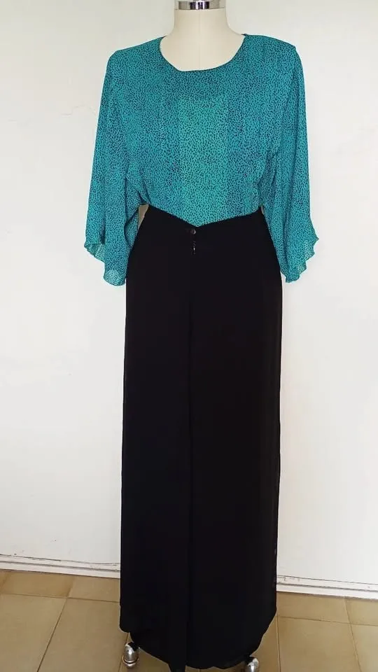 Blusa verde estampada em voil tamanho G