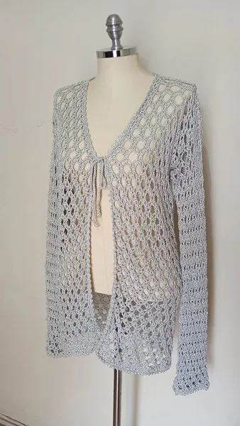Cardigan de crochê prata tamanho M