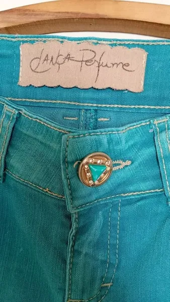 Calça jeans Lança Perfume verde turquesa tamanho 36