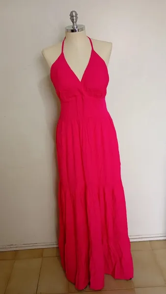 Vestido longo frente única rosa novo tamanho M