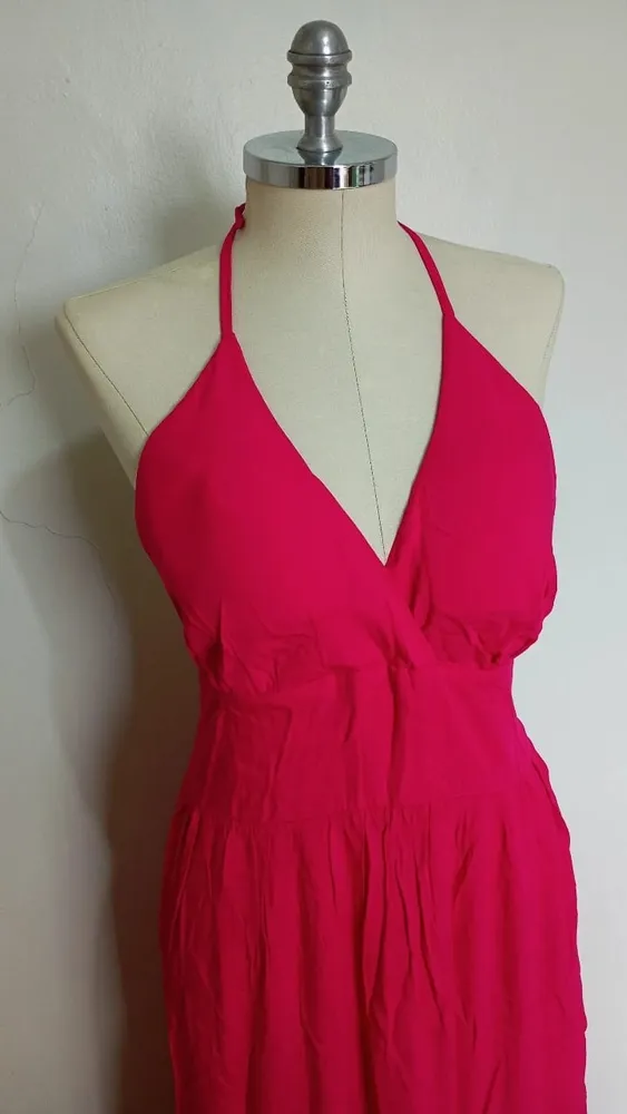 Vestido longo frente única rosa novo tamanho M