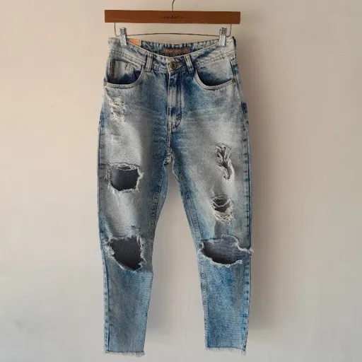 *RASGADO* calça jeans cintura alta destroyed opera rock 36