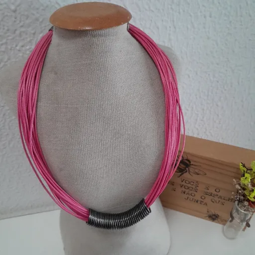 *ACESSÓRIO* COLAR MULTIFIOS PINK ARGOLAS GRAFITE