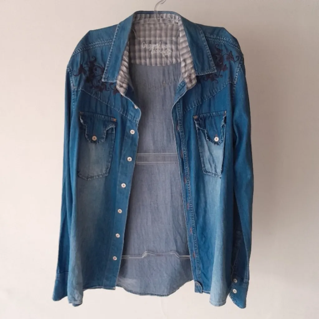 *UNISSEX* camisa manga longa jeans bordada