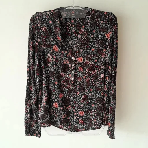 *FLORAL DE INVERNO* camisa manga longa viscose