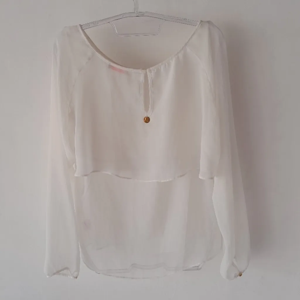 *ESTILOSA* blusa manga longa sobreposição off white