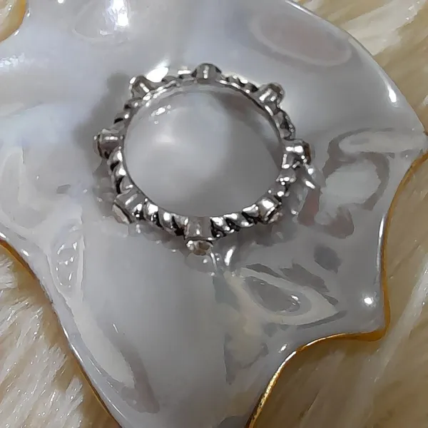 anel bijuteria prateado estilo pandora 8 strass aro 18