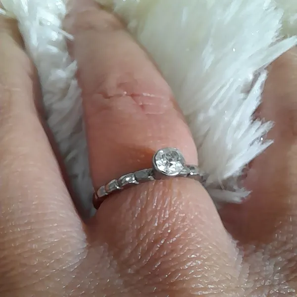 anel bijuteria prateado estilo pandora solitário aro 15