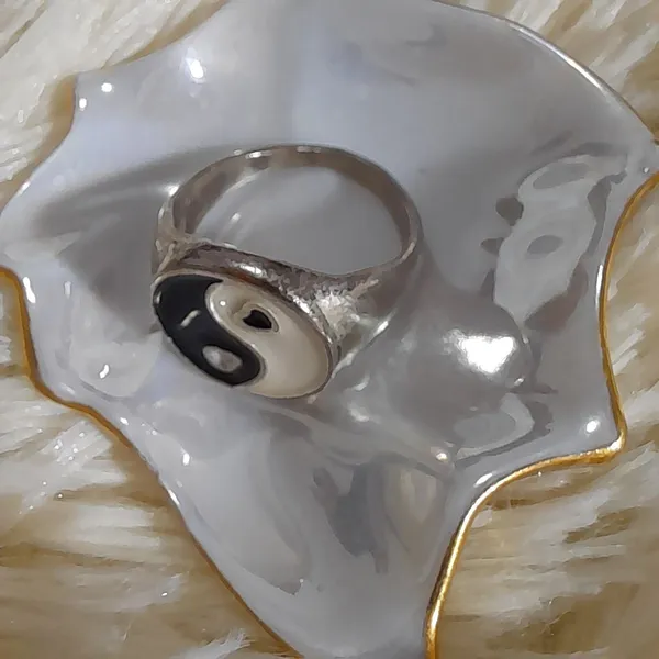 anel bijuteria prateado yin yang aro 17