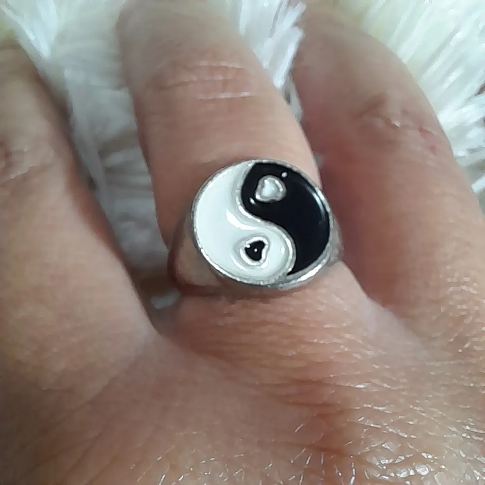 anel bijuteria prateado yin yang aro 17
