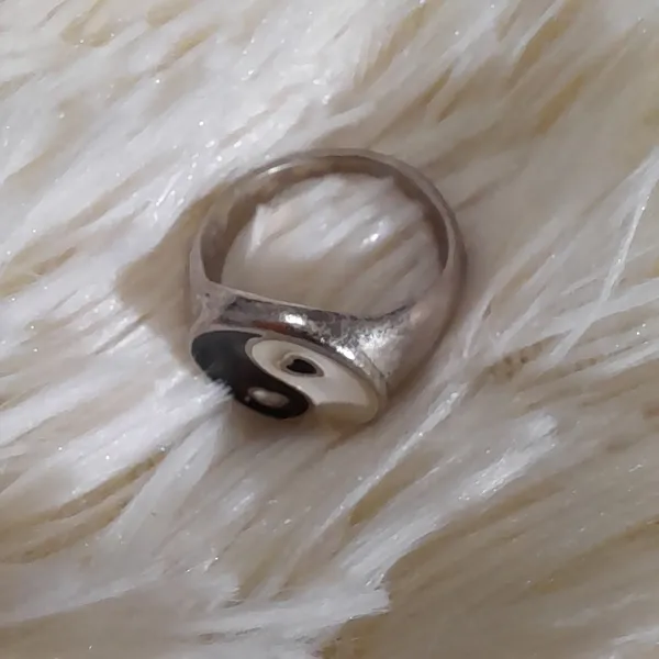 anel bijuteria prateado yin yang aro 17