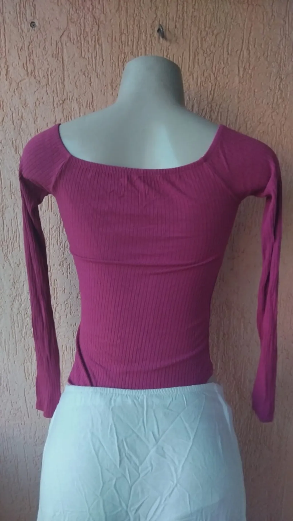 Body Manga Longa Canelado com Amarração e Bojo  Tam M