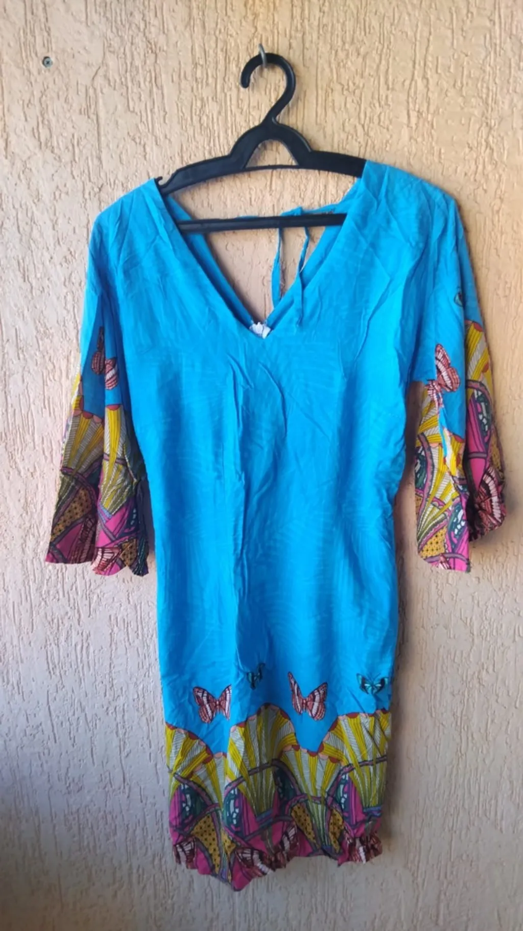 Vestido Curto Algodão Estampa Borboletas Tam PP