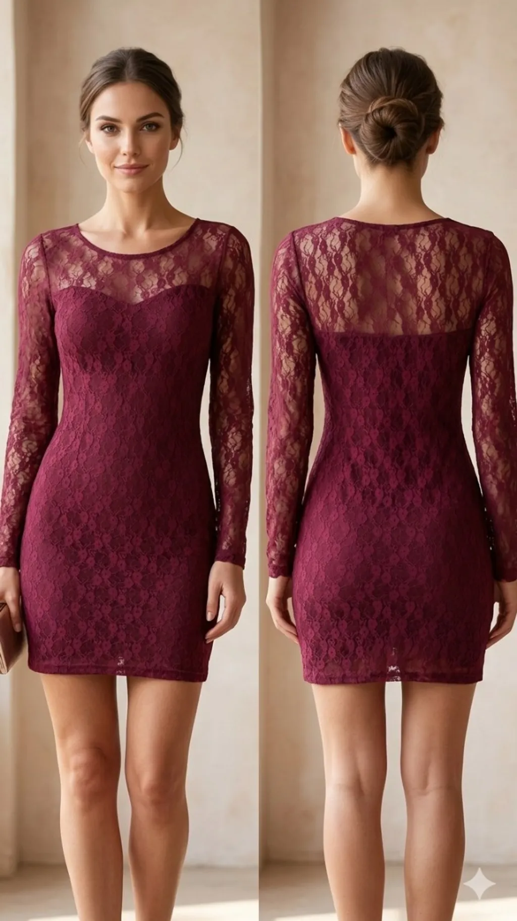 Vestido Curto Renda Marsala com Bojo Tamanho G Modelagem Pequ