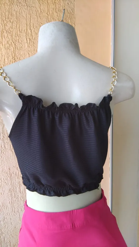 Cropped Feminino com Bojo e Alça de Corrente  Novo Tam Único