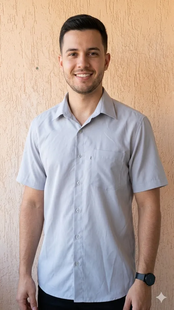 Camisa Masculina De Malha Manga Curta Com Bolso Tamanho M