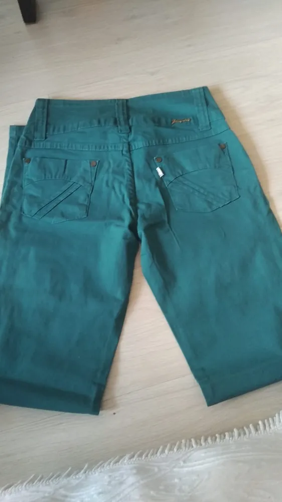 Calça Jeans Verde Cós Alto Tam 36 Oportunidade