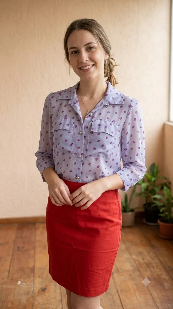 Blusa em Voal Lilás com Estampa Floral Tamanho M