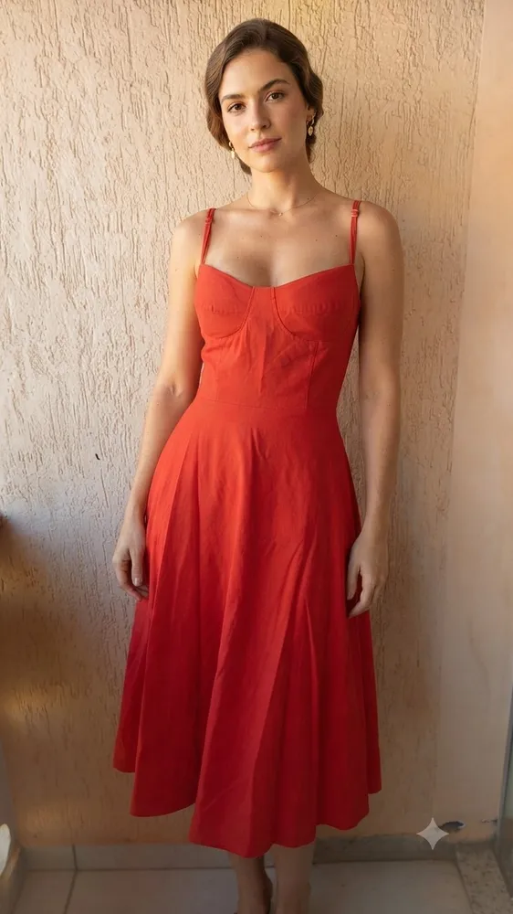 Vermelho Midi em Alfaiataria Tamanho M