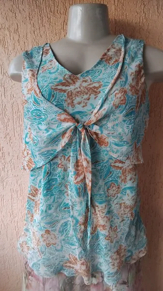 Blusinha Feminina Estampada em Voal com Amarração Tamanho G