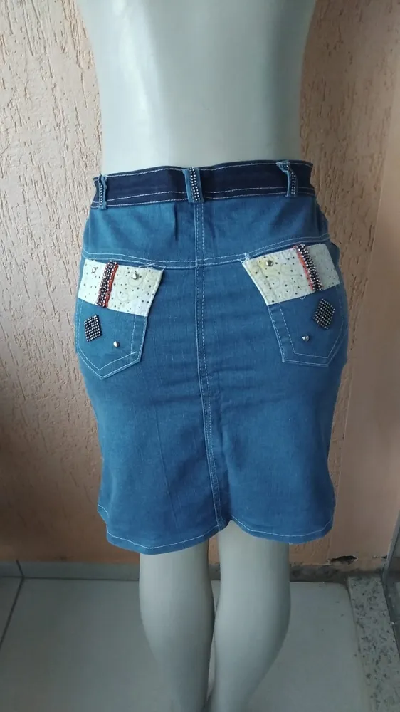 Saia Jeans Feminina Diferenciada com Lycra Ta 40