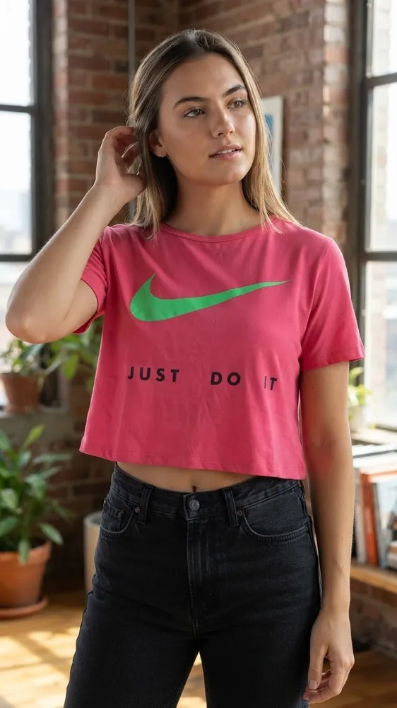 Cropped Pink Just Do It Tam Único