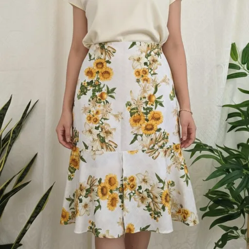 Saia midi girassóis