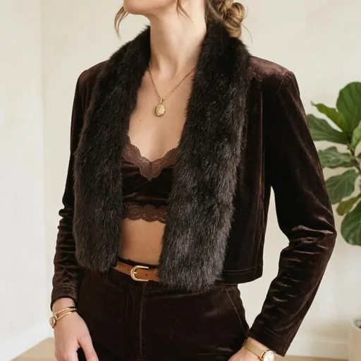 Casaqueto vintage veludo pele