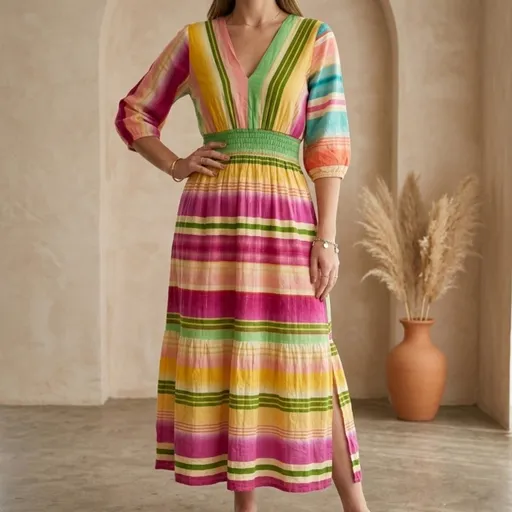 Vestido viscolinho colorido